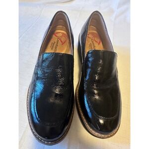 Comfortiva‎ Black Patent Leather Loafers Comfort Pillowtop Wedge Size 8